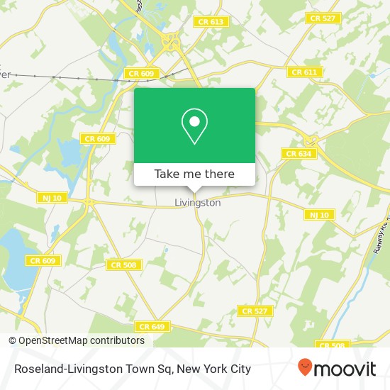 Roseland-Livingston Town Sq map