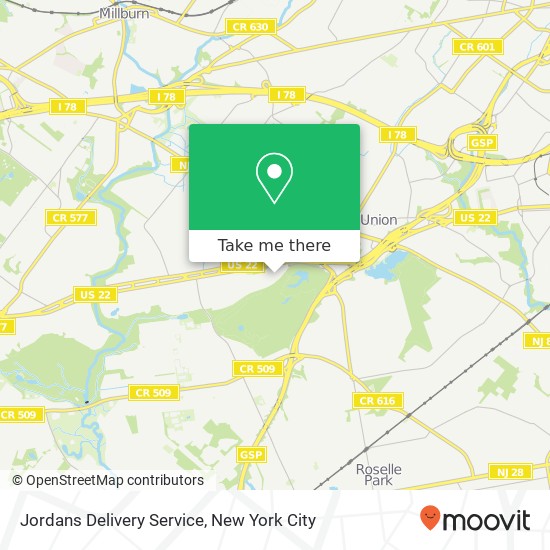 Mapa de Jordans Delivery Service