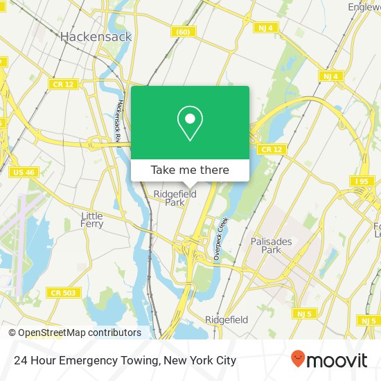 24 Hour Emergency Towing map