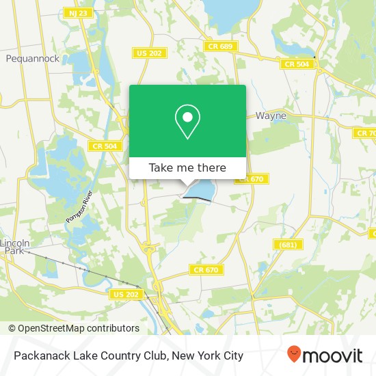 Mapa de Packanack Lake Country Club