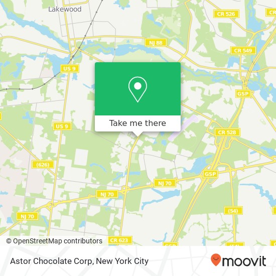 Mapa de Astor Chocolate Corp