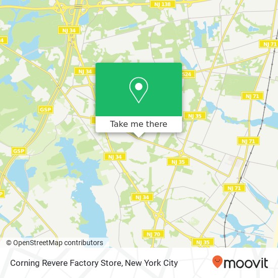 Mapa de Corning Revere Factory Store