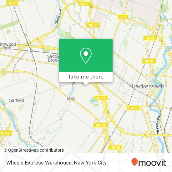 Mapa de Wheels Express Warehouse