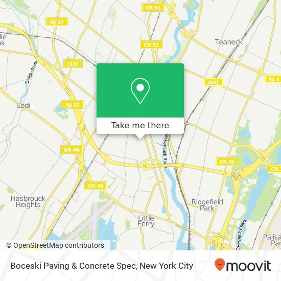 Boceski Paving & Concrete Spec map