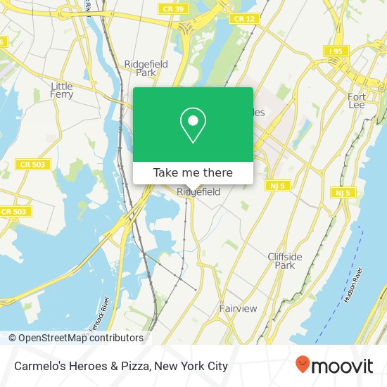 Carmelo's Heroes & Pizza map