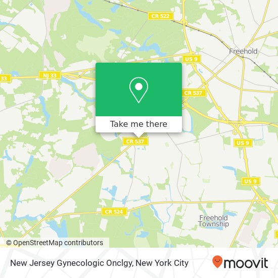 New Jersey Gynecologic Onclgy map