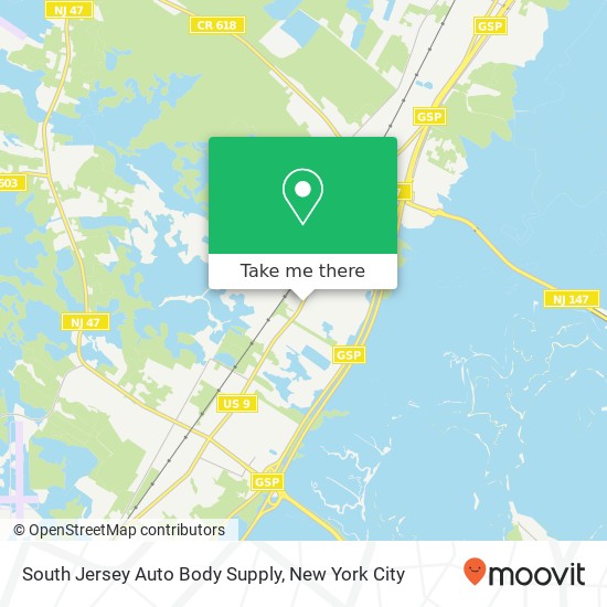 Mapa de South Jersey Auto Body Supply