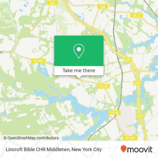 Lincroft Bible CHR Middletwn map