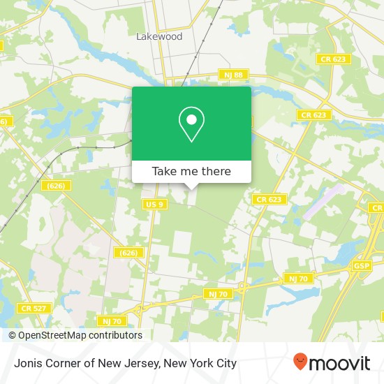 Jonis Corner of New Jersey map