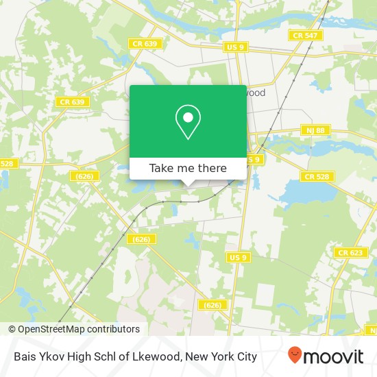 Mapa de Bais Ykov High Schl of Lkewood
