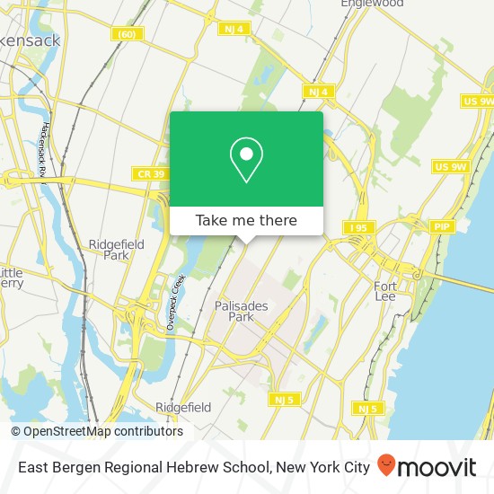 East Bergen Regional Hebrew School map