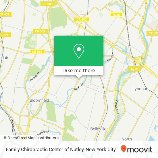 Family Chiropractic Center of Nutley map