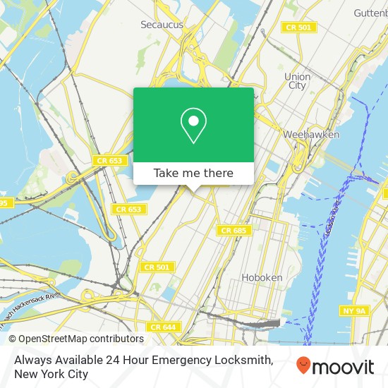 Always Available 24 Hour Emergency Locksmith map