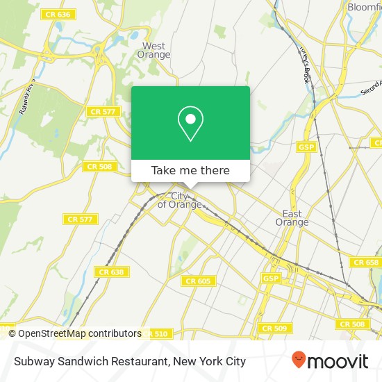 Mapa de Subway Sandwich Restaurant
