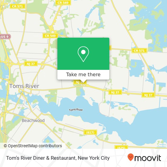Mapa de Tom's River Diner & Restaurant