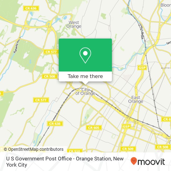U S Government Post Office - Orange Station map