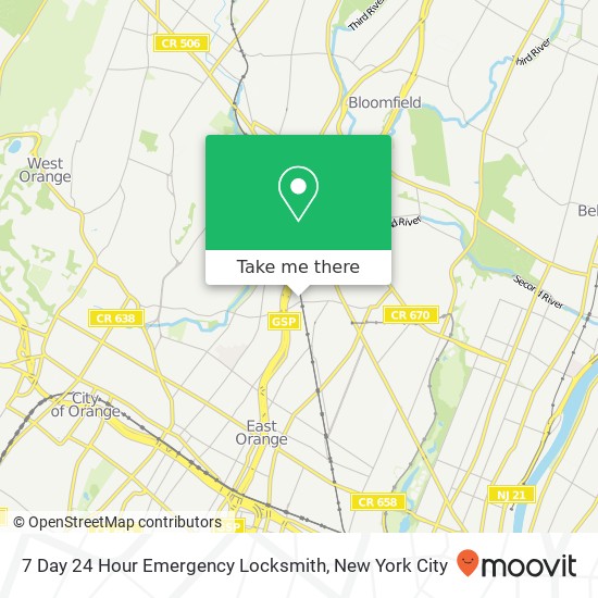 7 Day 24 Hour Emergency Locksmith map