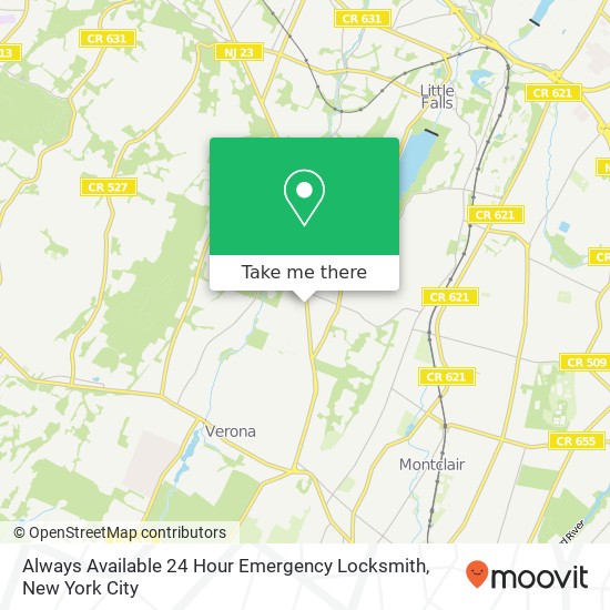 Always Available 24 Hour Emergency Locksmith map