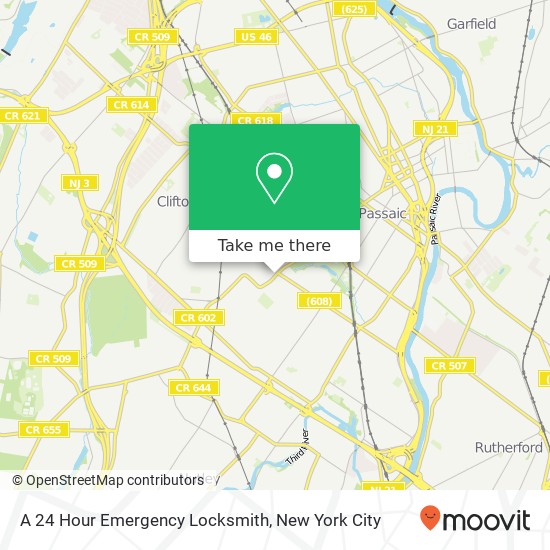 A 24 Hour Emergency Locksmith map