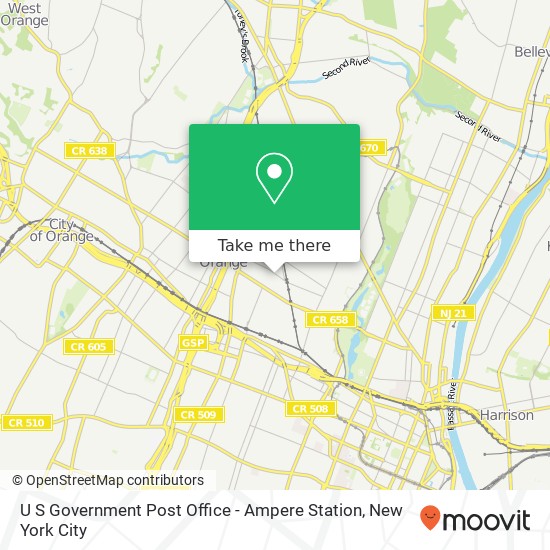 U S Government Post Office - Ampere Station map