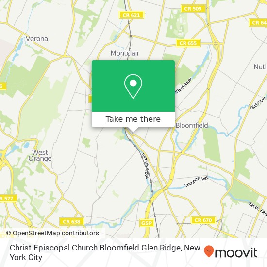 Mapa de Christ Episcopal Church Bloomfield Glen Ridge