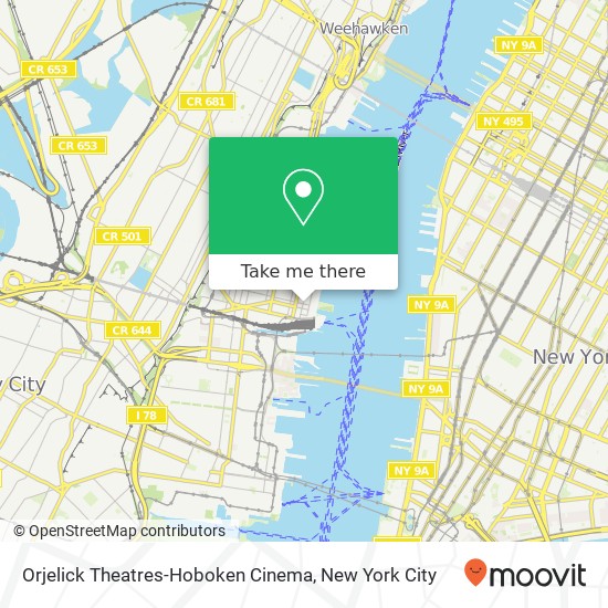 Mapa de Orjelick Theatres-Hoboken Cinema