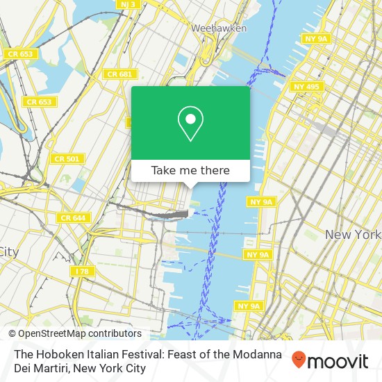 The Hoboken Italian Festival: Feast of the Modanna Dei Martiri map