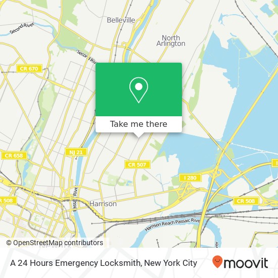 Mapa de A 24 Hours Emergency Locksmith