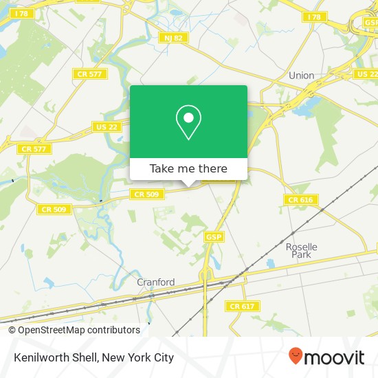 Mapa de Kenilworth Shell