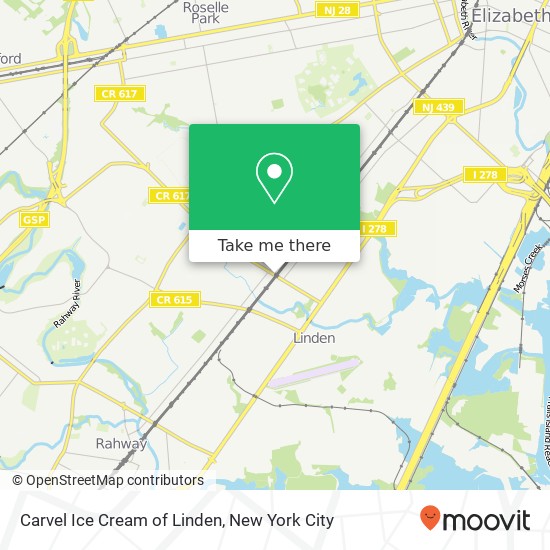 Mapa de Carvel Ice Cream of Linden