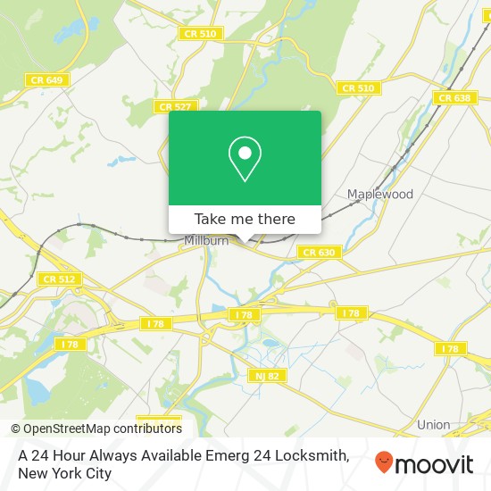 A 24 Hour Always Available Emerg 24 Locksmith map