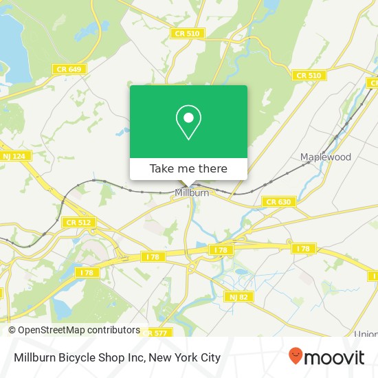 Millburn Bicycle Shop Inc map