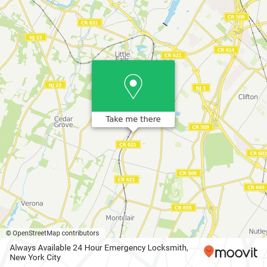 Always Available 24 Hour Emergency Locksmith map