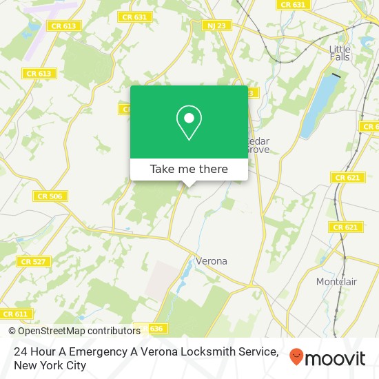 Mapa de 24 Hour A Emergency A Verona Locksmith Service