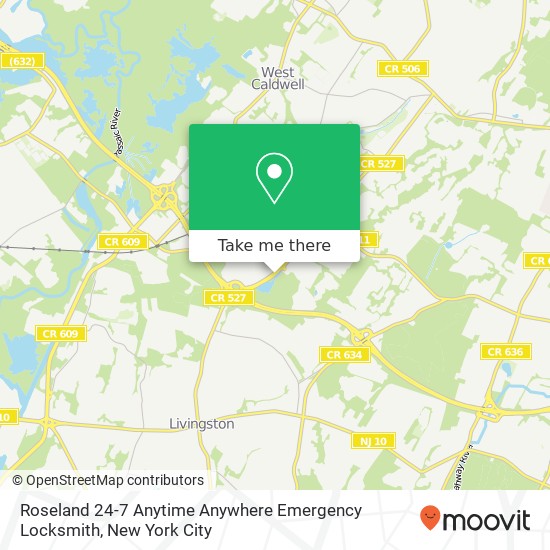 Mapa de Roseland 24-7 Anytime Anywhere Emergency Locksmith