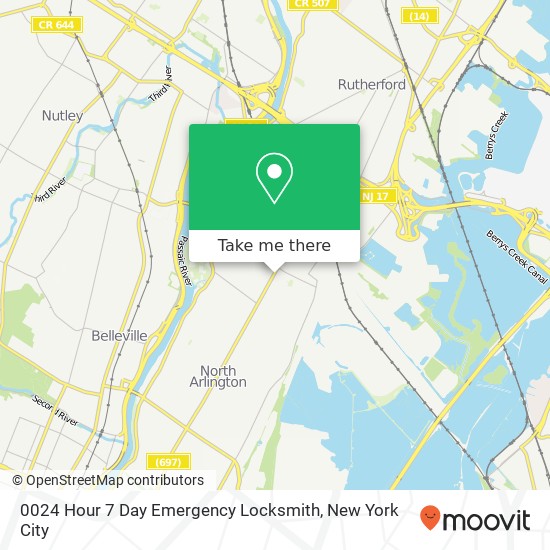 0024 Hour 7 Day Emergency Locksmith map