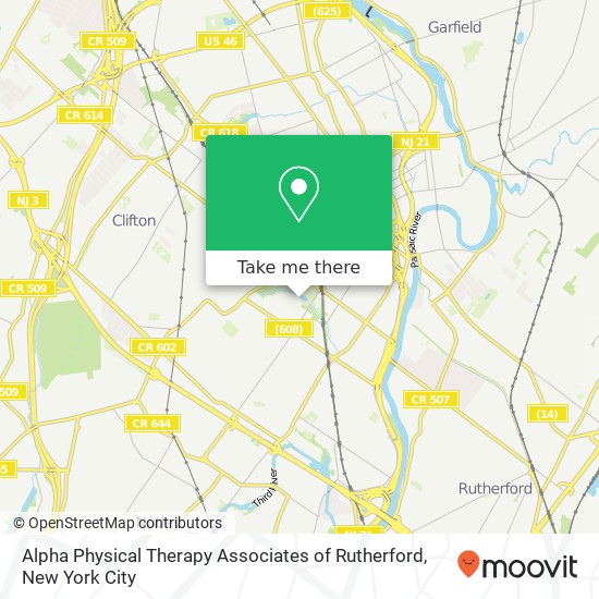 Alpha Physical Therapy Associates of Rutherford map