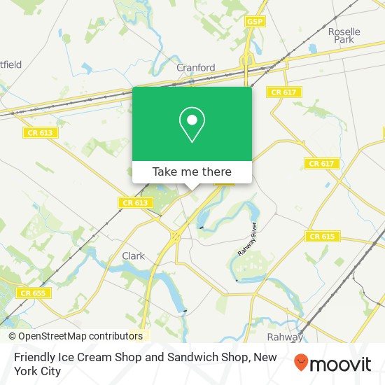 Friendly Ice Cream Shop and Sandwich Shop map