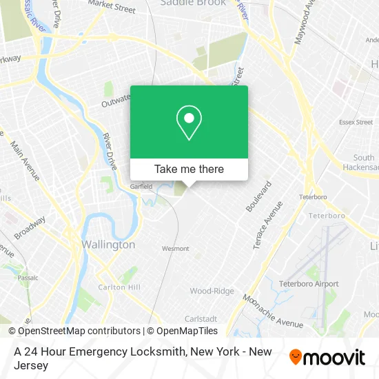 A 24 Hour Emergency Locksmith map