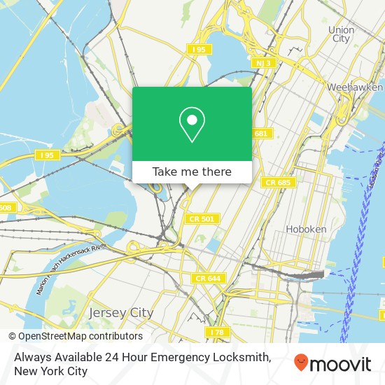 Always Available 24 Hour Emergency Locksmith map