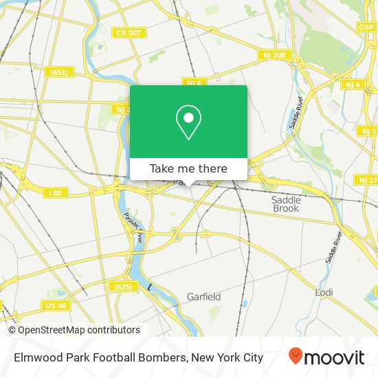 Elmwood Park Football Bombers map