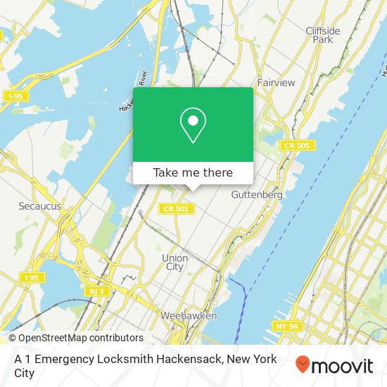 Mapa de A 1 Emergency Locksmith Hackensack