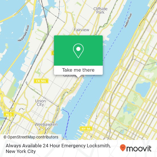 Always Available 24 Hour Emergency Locksmith map