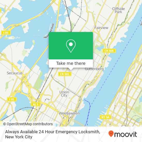 Always Available 24 Hour Emergency Locksmith map