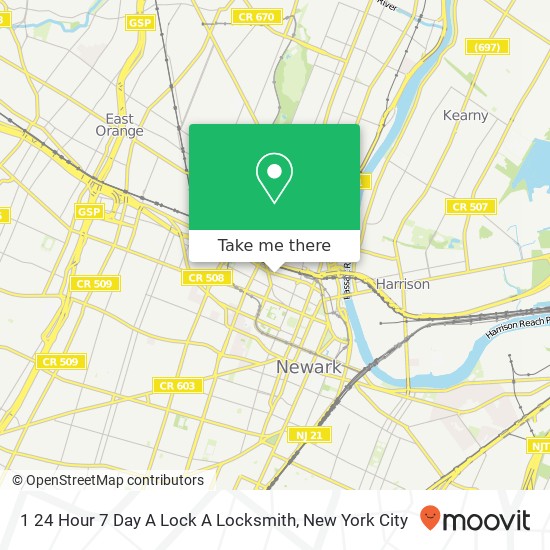 1 24 Hour 7 Day A Lock A Locksmith map