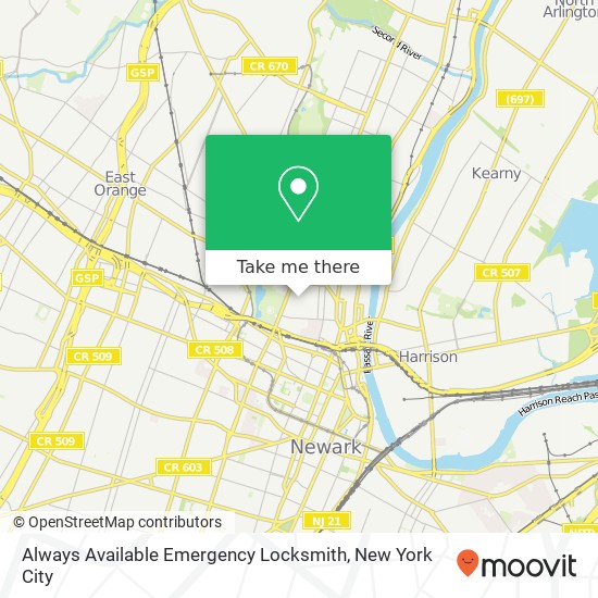 Always Available Emergency Locksmith map