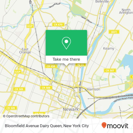Mapa de Bloomfield Avenue Dairy Queen
