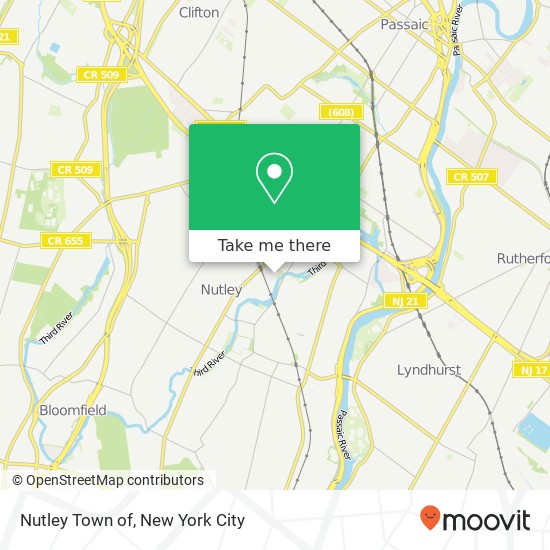 Nutley Town of map