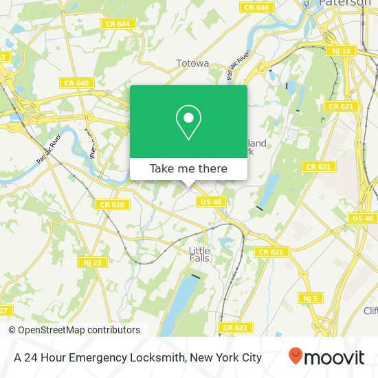 A 24 Hour Emergency Locksmith map
