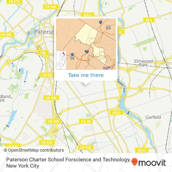Paterson Charter School Forscience and Technology map